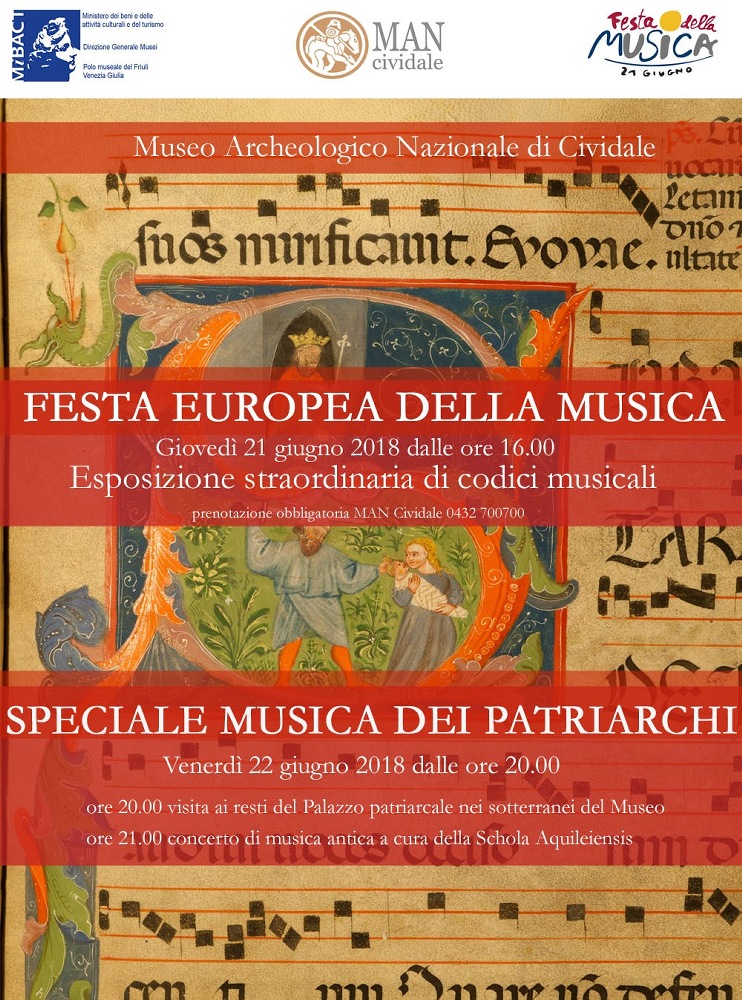Museo Archeologico Nazionale Cividale,   Festa edella Musica 21-22 giugno 2018
