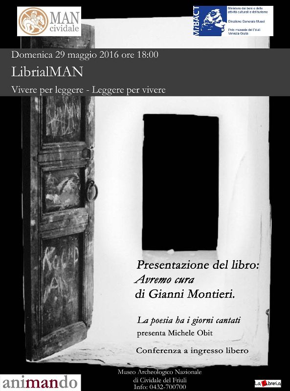 Museo Archeologico Nazionale, LibrialMAN: presenta La poesia ha i giorni cantati: Avremo cura di Gianni Montieri
